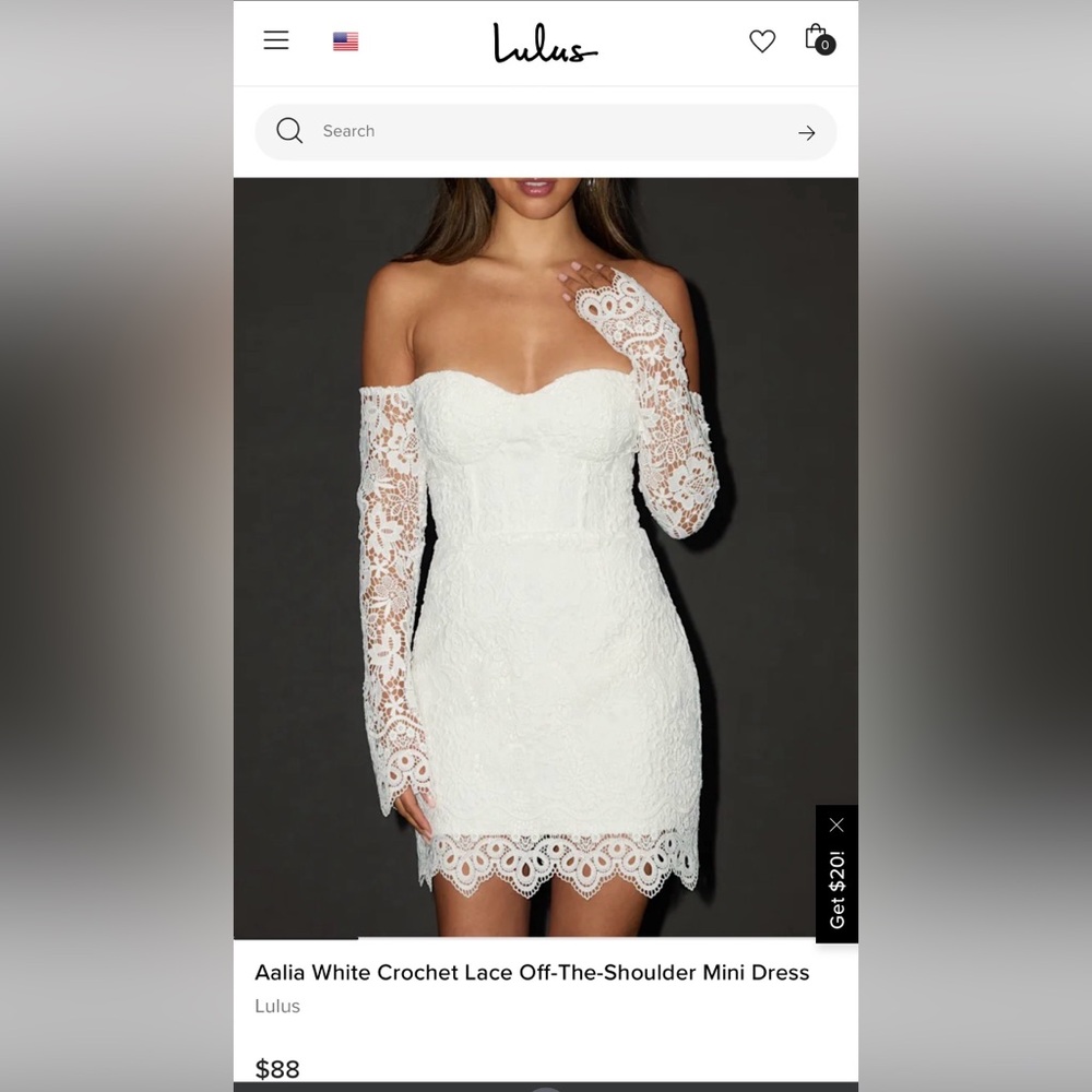Lulu's Elegant White Lace Off-Shoulder Mini Dress